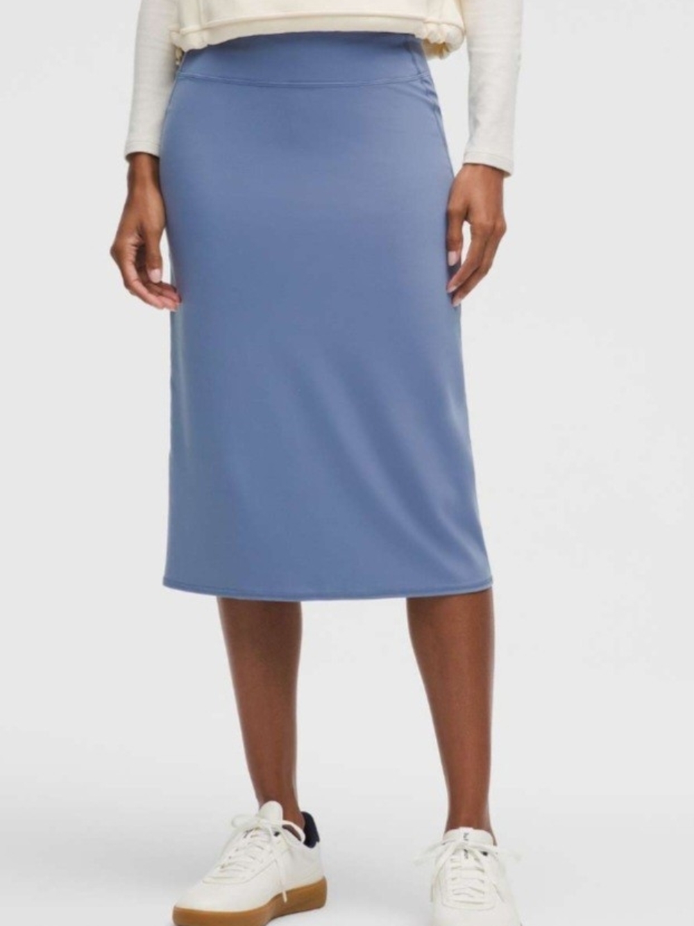 NWT Lululemon Nulu Slim-Fit High-Rise Midi Skirt Washed Denim Size XS